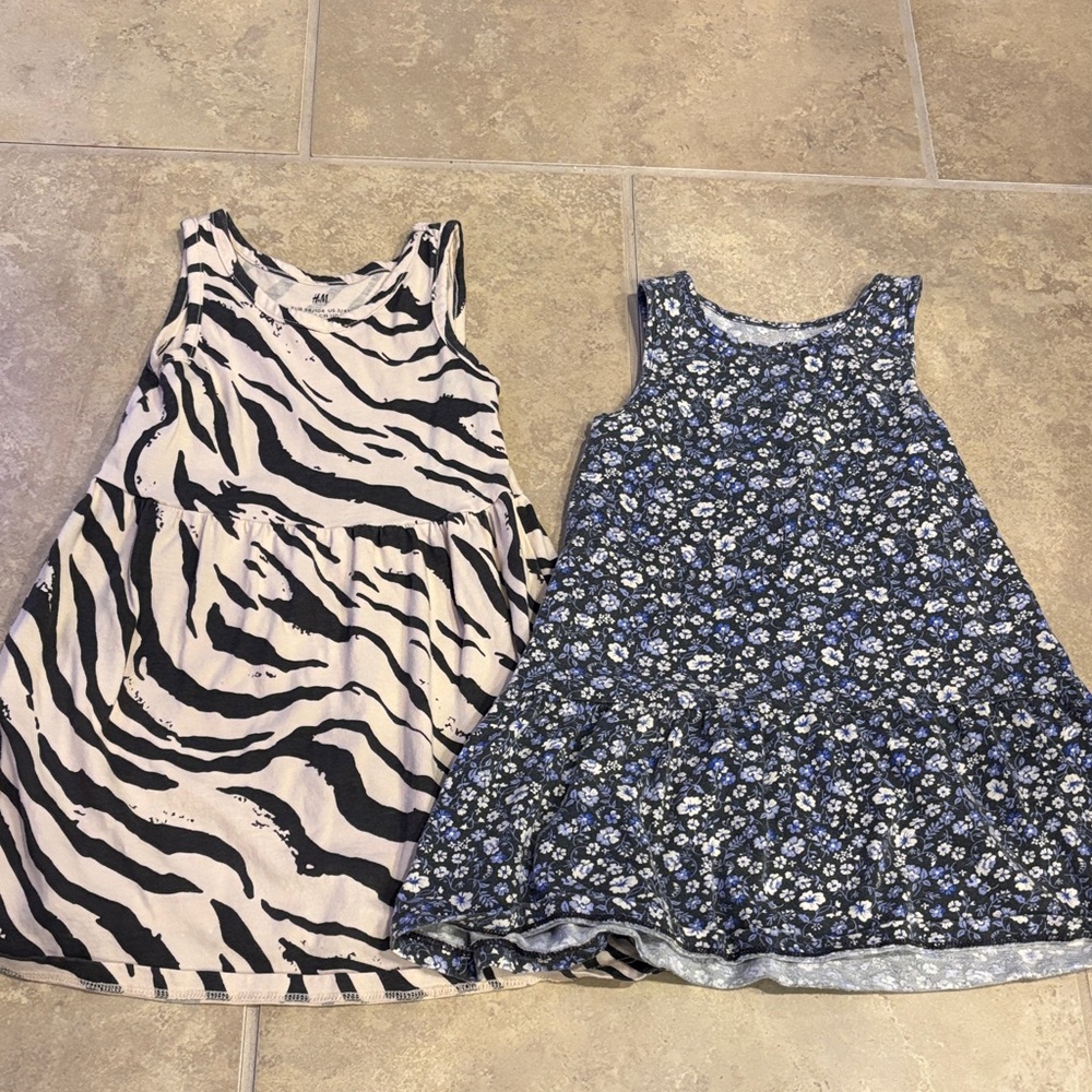 H&M Gray and Blue Floral Dress